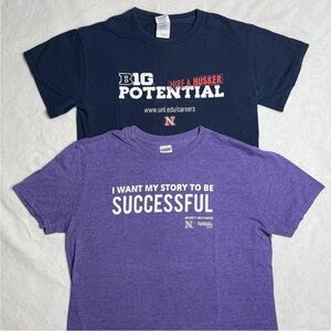 Nebraska Blue Cornhuskers Size S & Purple UHC Size M Women’s T-shirts Lot Of 2